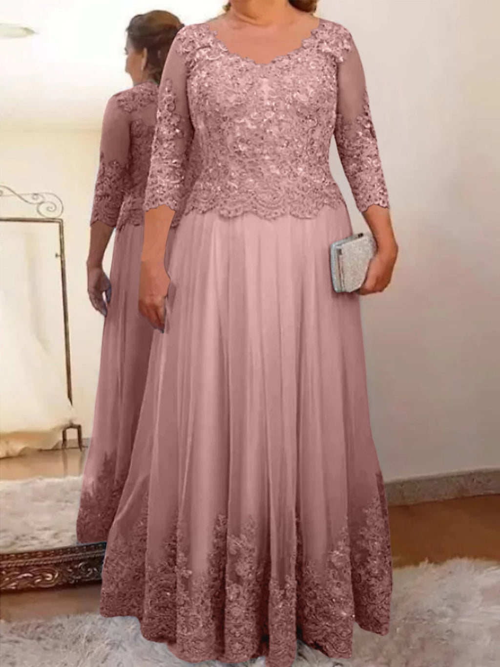 Vestidos de madre de la novia de tul corte A/princesa con apliques