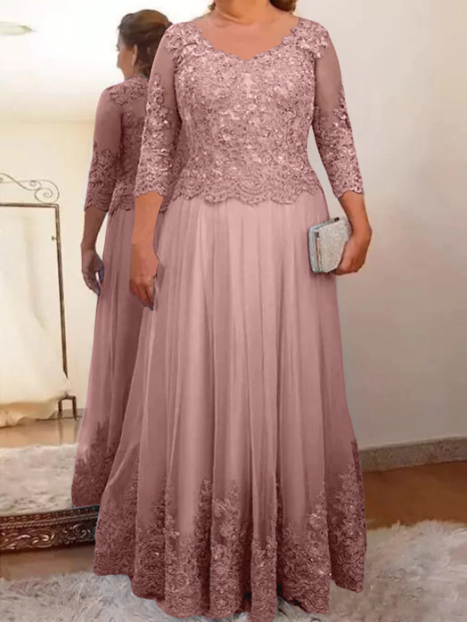 Vestidos de madre de la novia de tul corte A/princesa con apliques