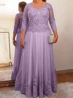 Vestidos de madre de la novia de tul corte A/princesa con apliques