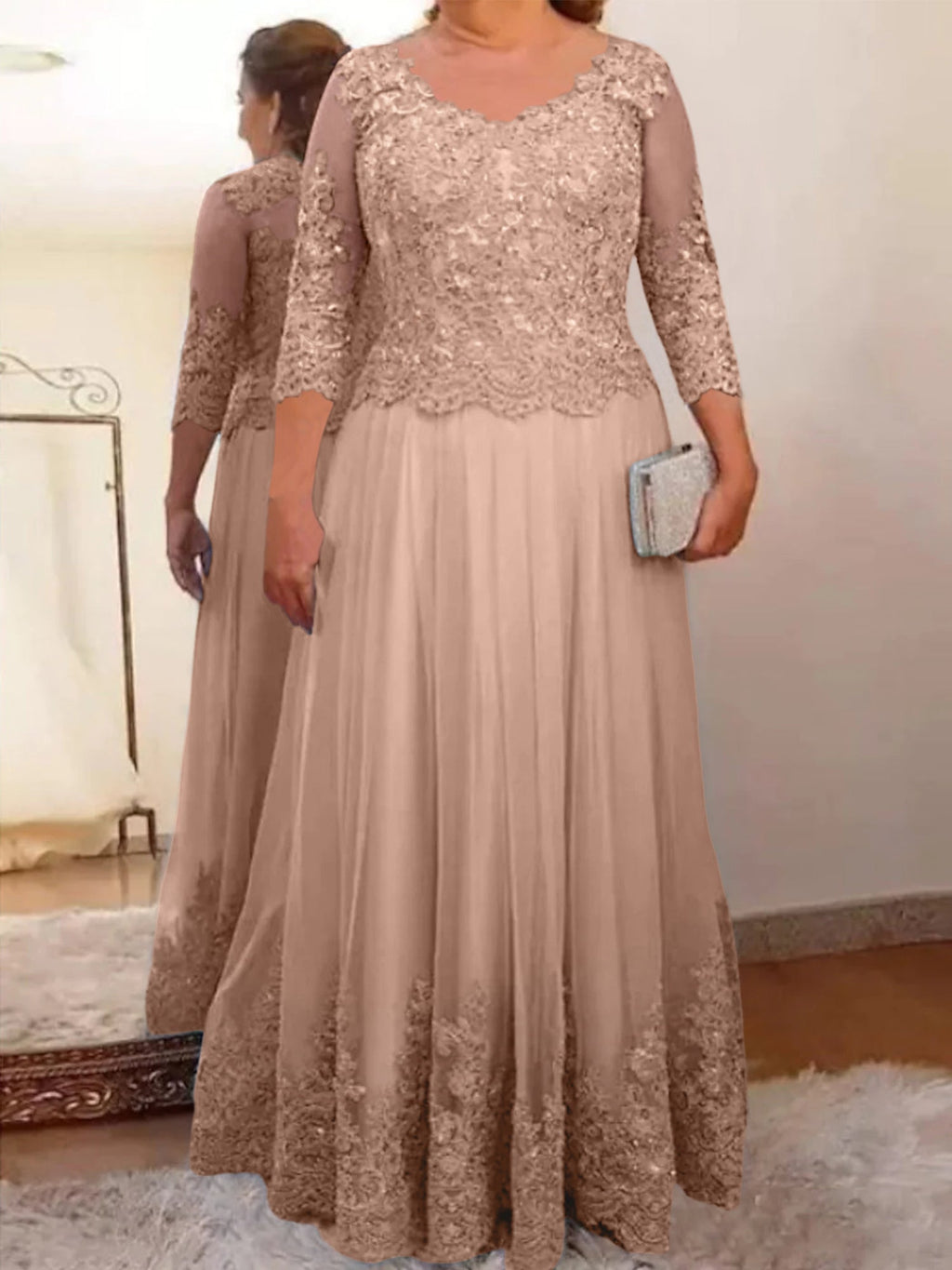Vestidos de madre de la novia de tul corte A/princesa con apliques
