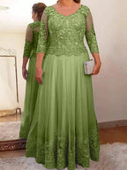 Vestidos de madre de la novia de tul corte A/princesa con apliques