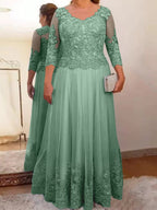 Vestidos de madre de la novia de tul corte A/princesa con apliques