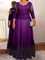 Vestidos de madre de la novia de tul corte A/princesa con apliques