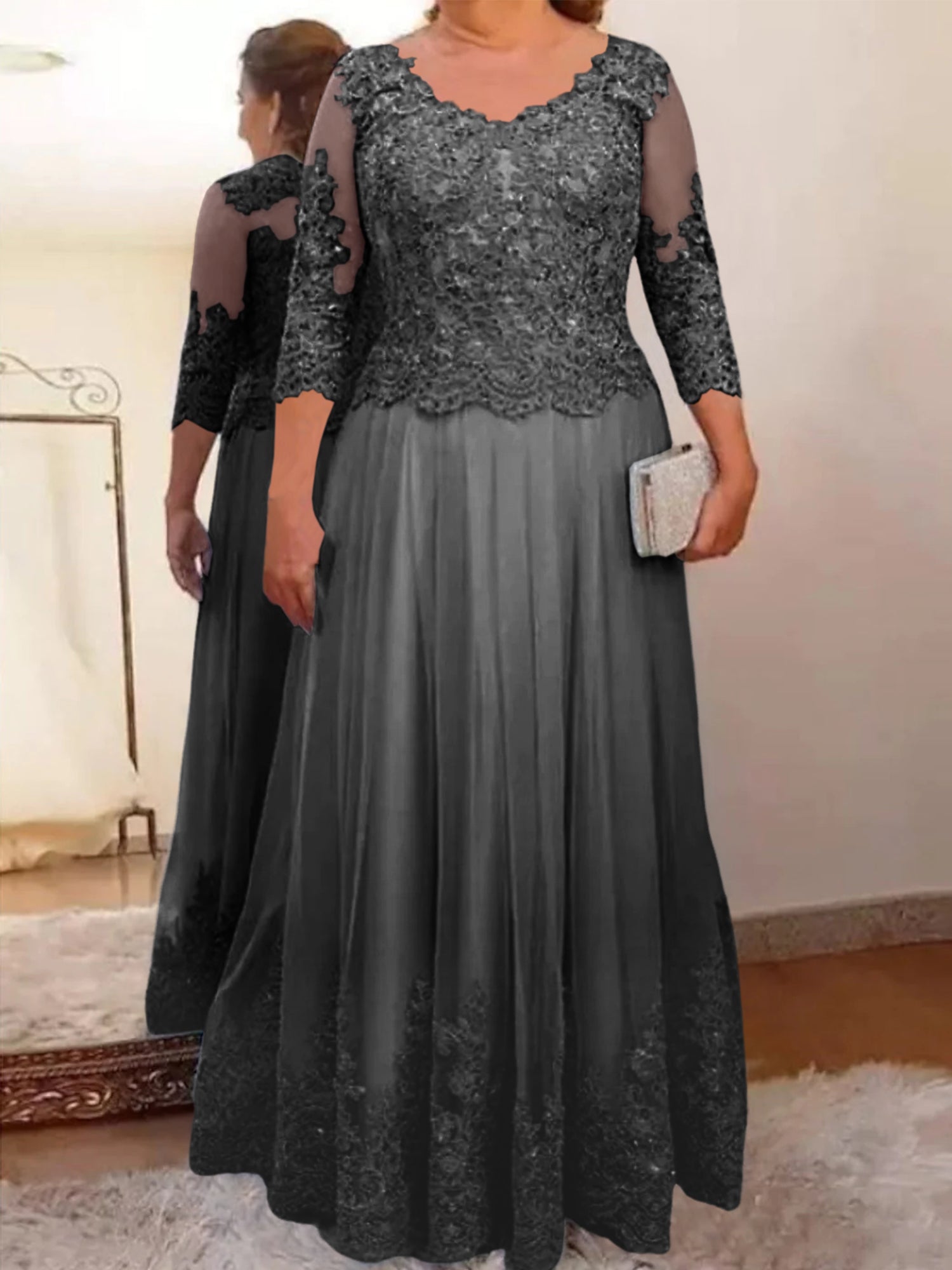 Vestidos de madre de la novia de tul corte A/princesa con apliques