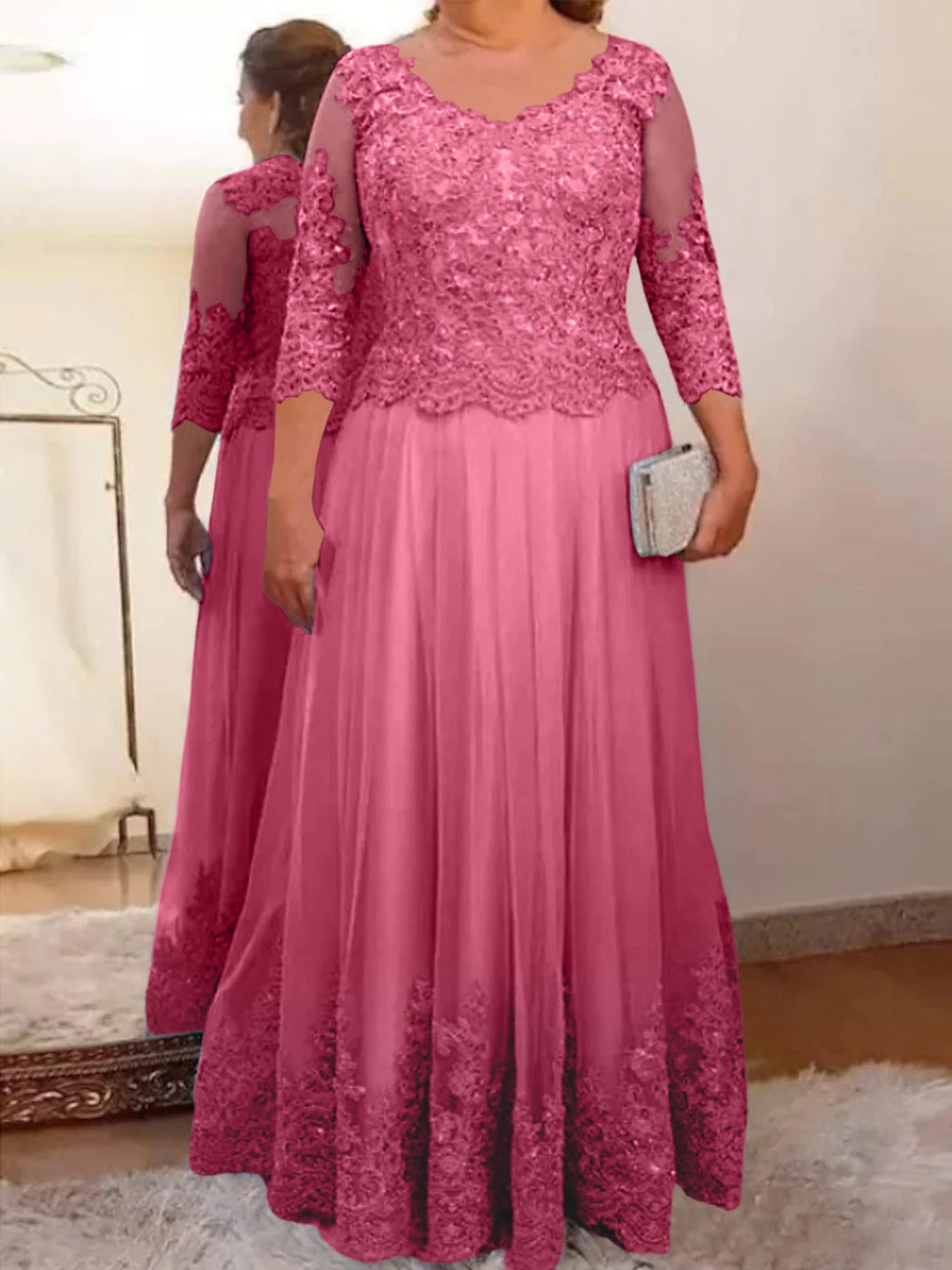 Vestidos de madre de la novia de tul corte A/princesa con apliques