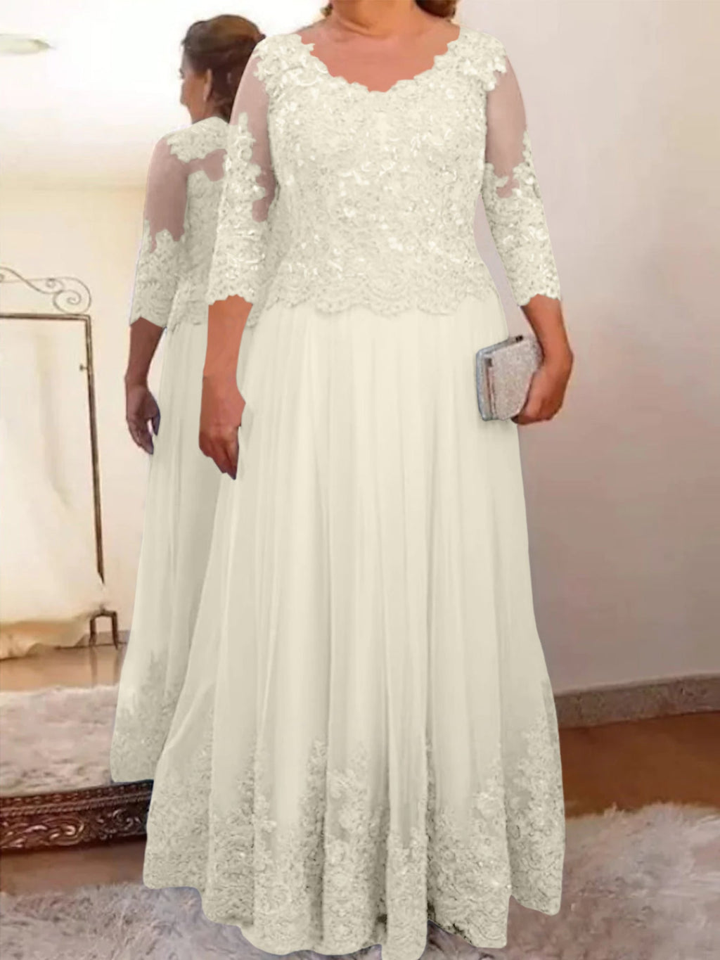 Vestidos de madre de la novia de tul corte A/princesa con apliques