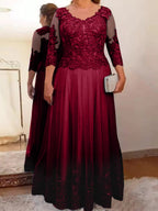 Vestidos de madre de la novia de tul corte A/princesa con apliques