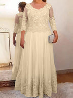Vestidos de madre de la novia de tul corte A/princesa con apliques