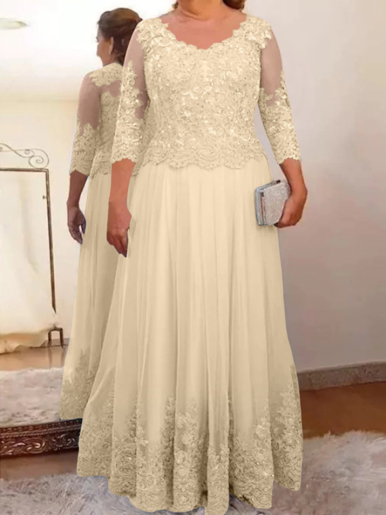 Vestidos de madre de la novia de tul corte A/princesa con apliques
