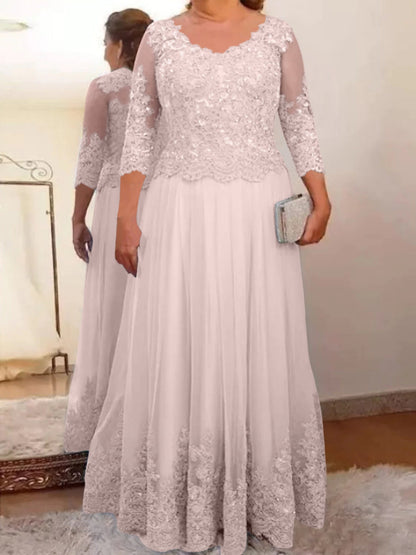A-Line/Princess Tulle Mother of the Bride Dresses with Applique