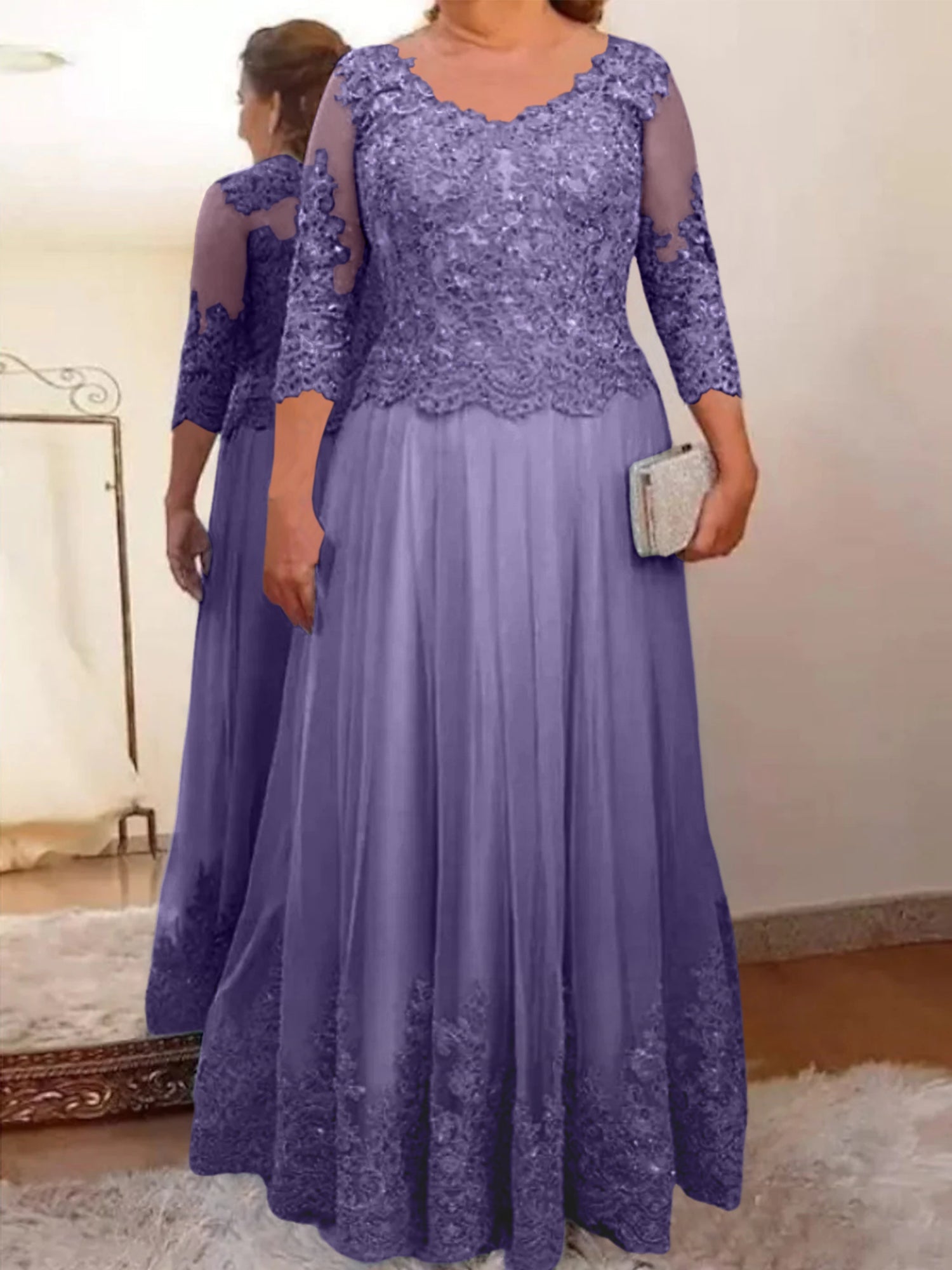 Vestidos de madre de la novia de tul corte A/princesa con apliques