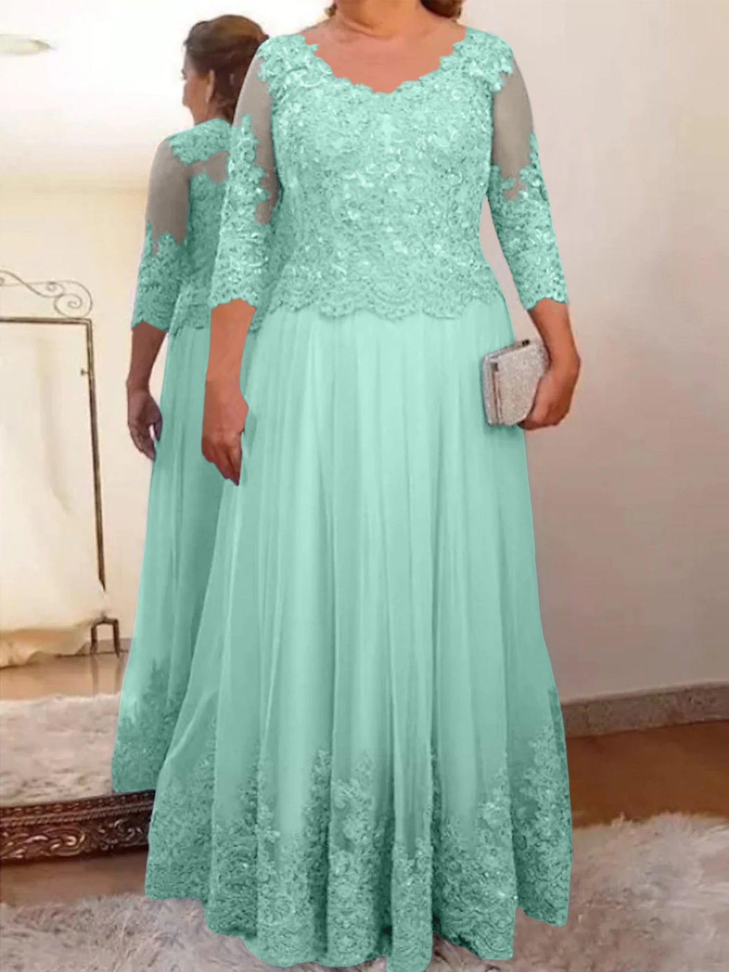 Vestidos de madre de la novia de tul corte A/princesa con apliques