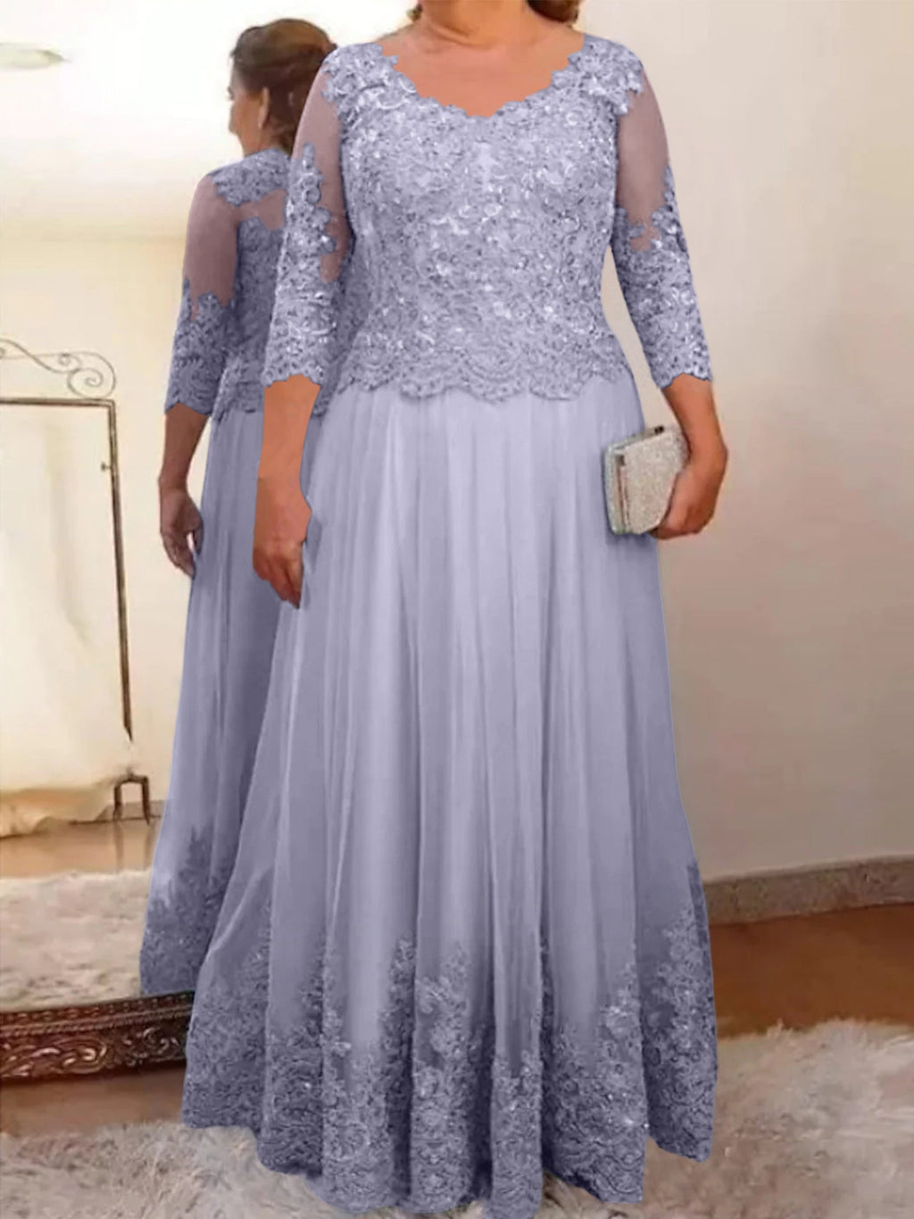 Vestidos de madre de la novia de tul corte A/princesa con apliques