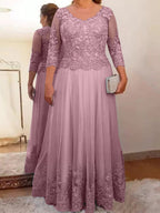 Vestidos de madre de la novia de tul corte A/princesa con apliques