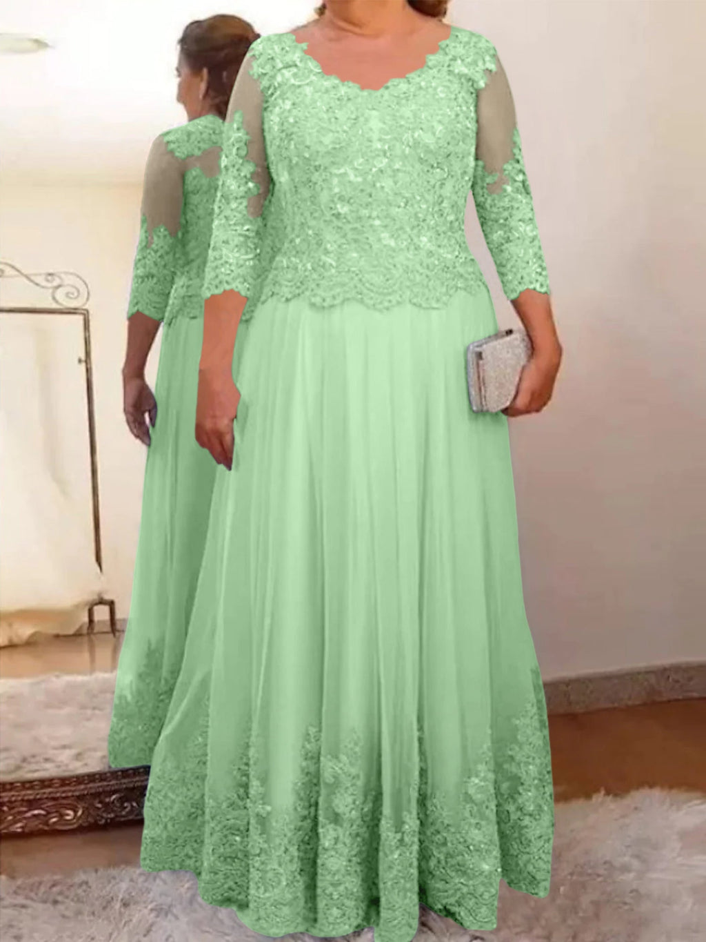 Vestidos de madre de la novia de tul corte A/princesa con apliques
