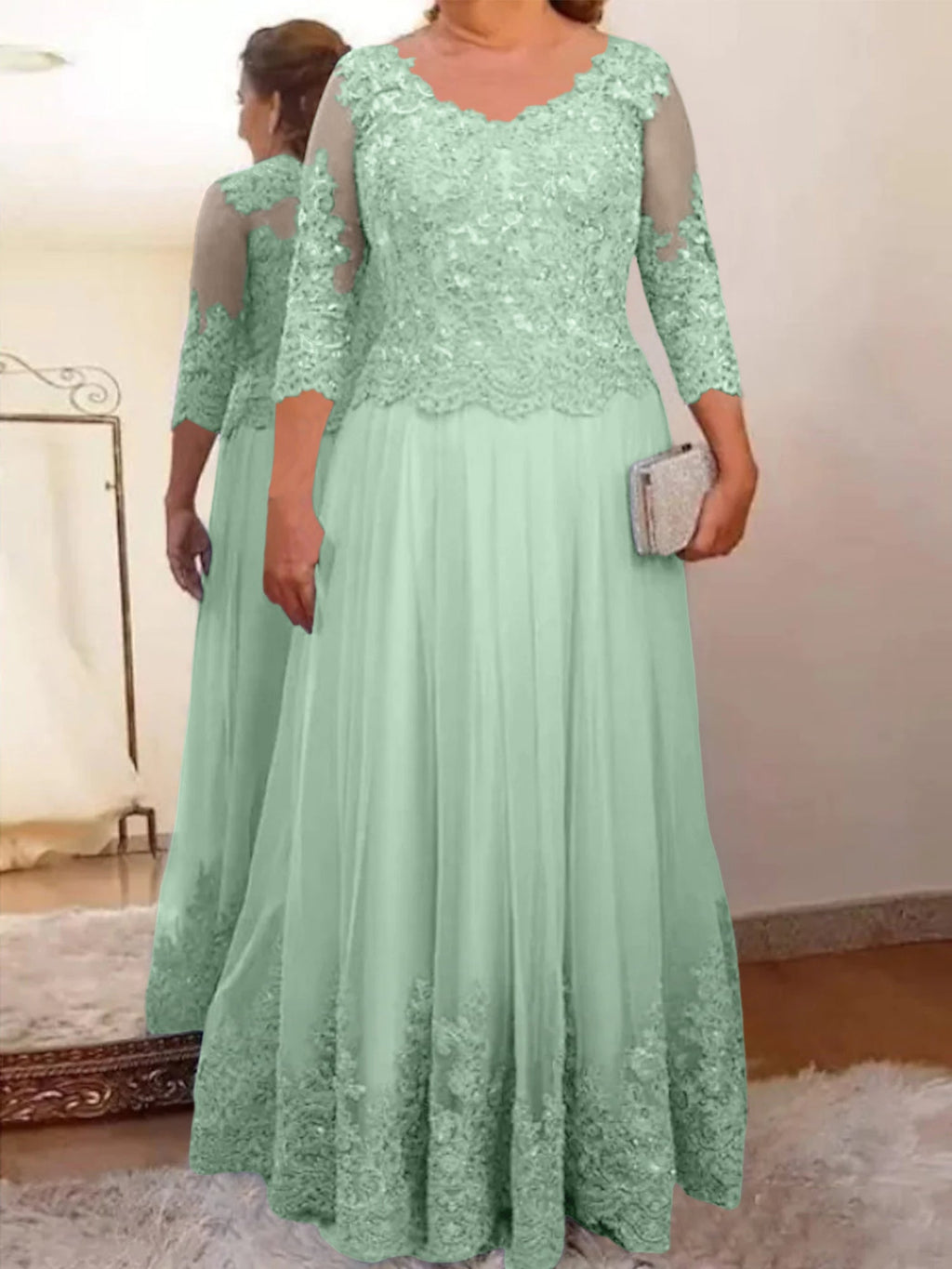 Vestidos de madre de la novia de tul corte A/princesa con apliques