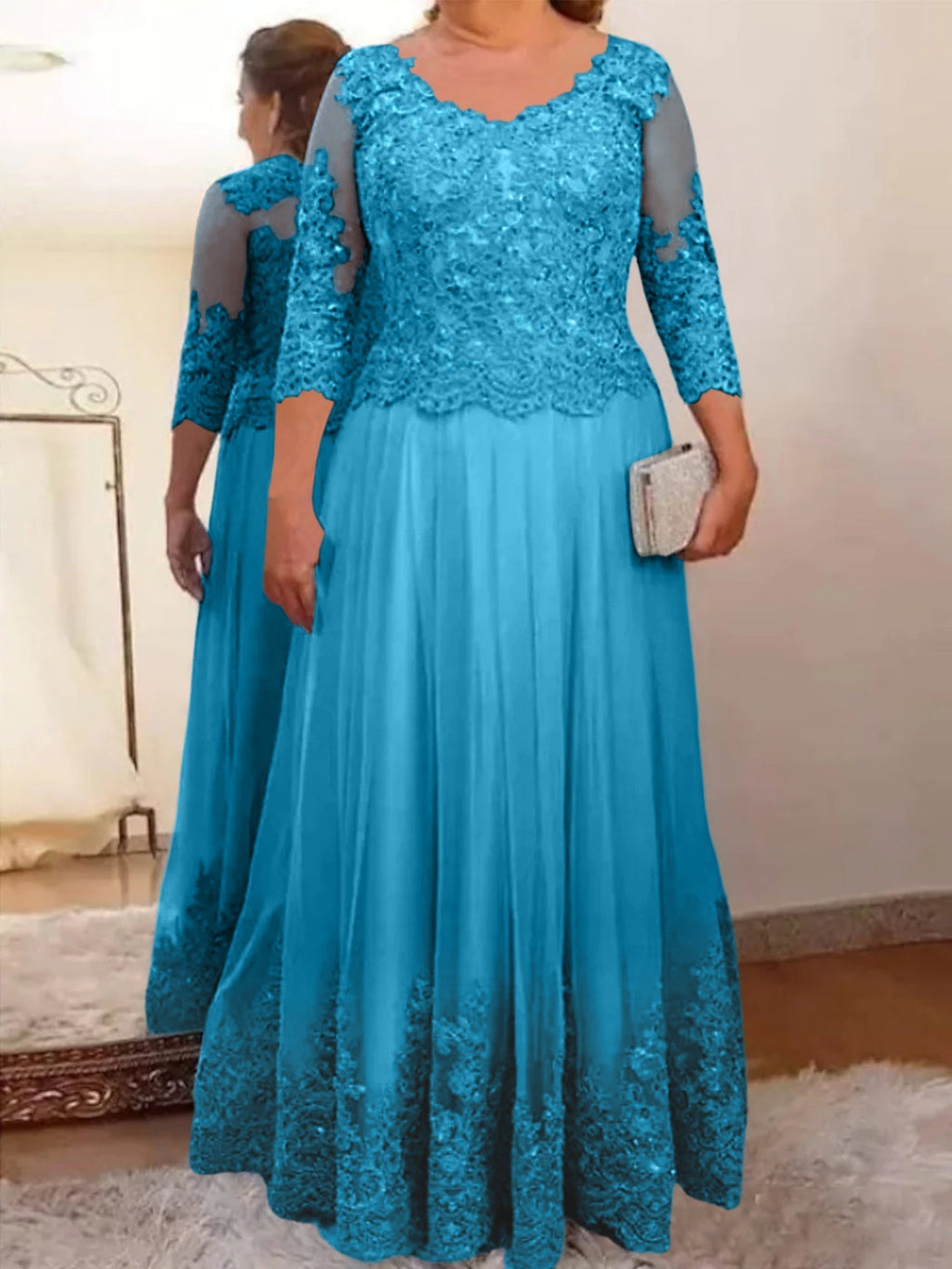 Vestidos de madre de la novia de tul corte A/princesa con apliques