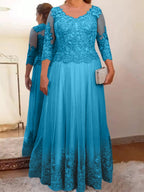 Vestidos de madre de la novia de tul corte A/princesa con apliques