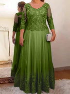 Vestidos de madre de la novia de tul corte A/princesa con apliques