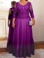 Vestidos de madre de la novia de tul corte A/princesa con apliques