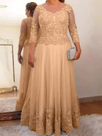 Vestidos de madre de la novia de tul corte A/princesa con apliques