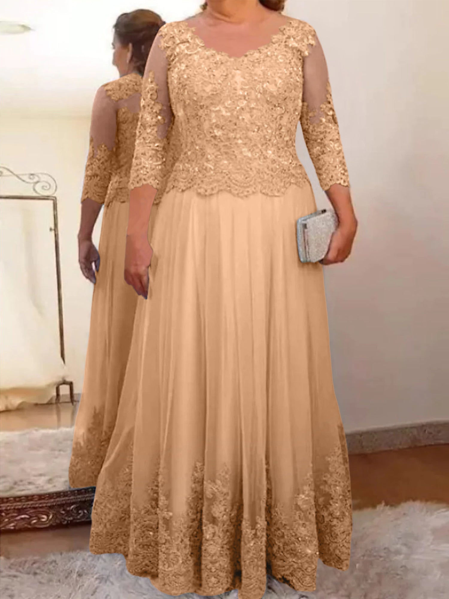 Vestidos de madre de la novia de tul corte A/princesa con apliques