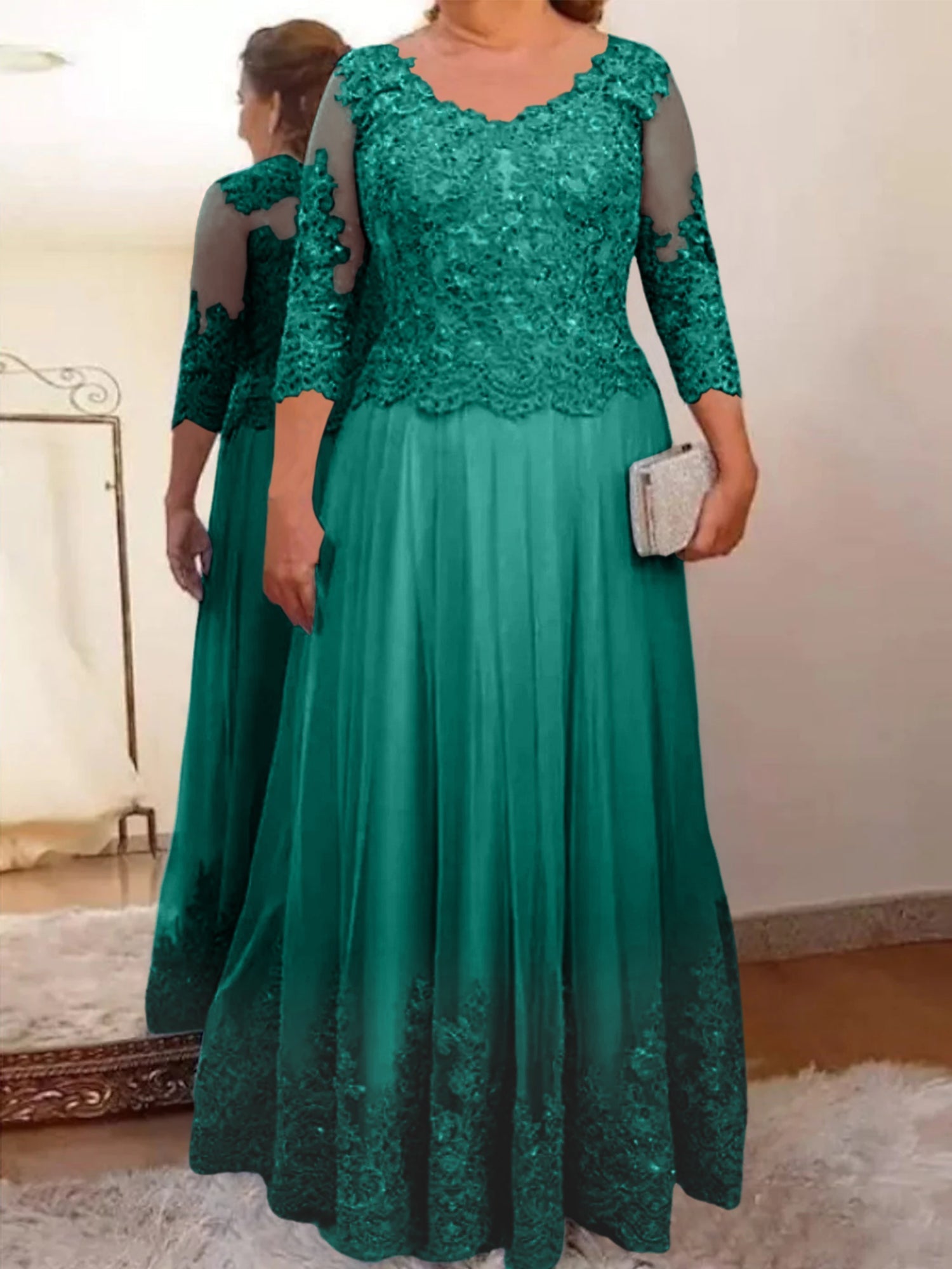 Vestidos de madre de la novia de tul corte A/princesa con apliques