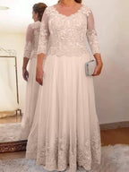 Vestidos de madre de la novia de tul corte A/princesa con apliques