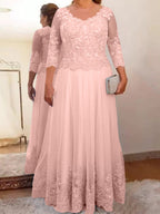 Vestidos de madre de la novia de tul corte A/princesa con apliques