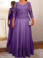 Vestidos de madre de la novia de tul corte A/princesa con apliques