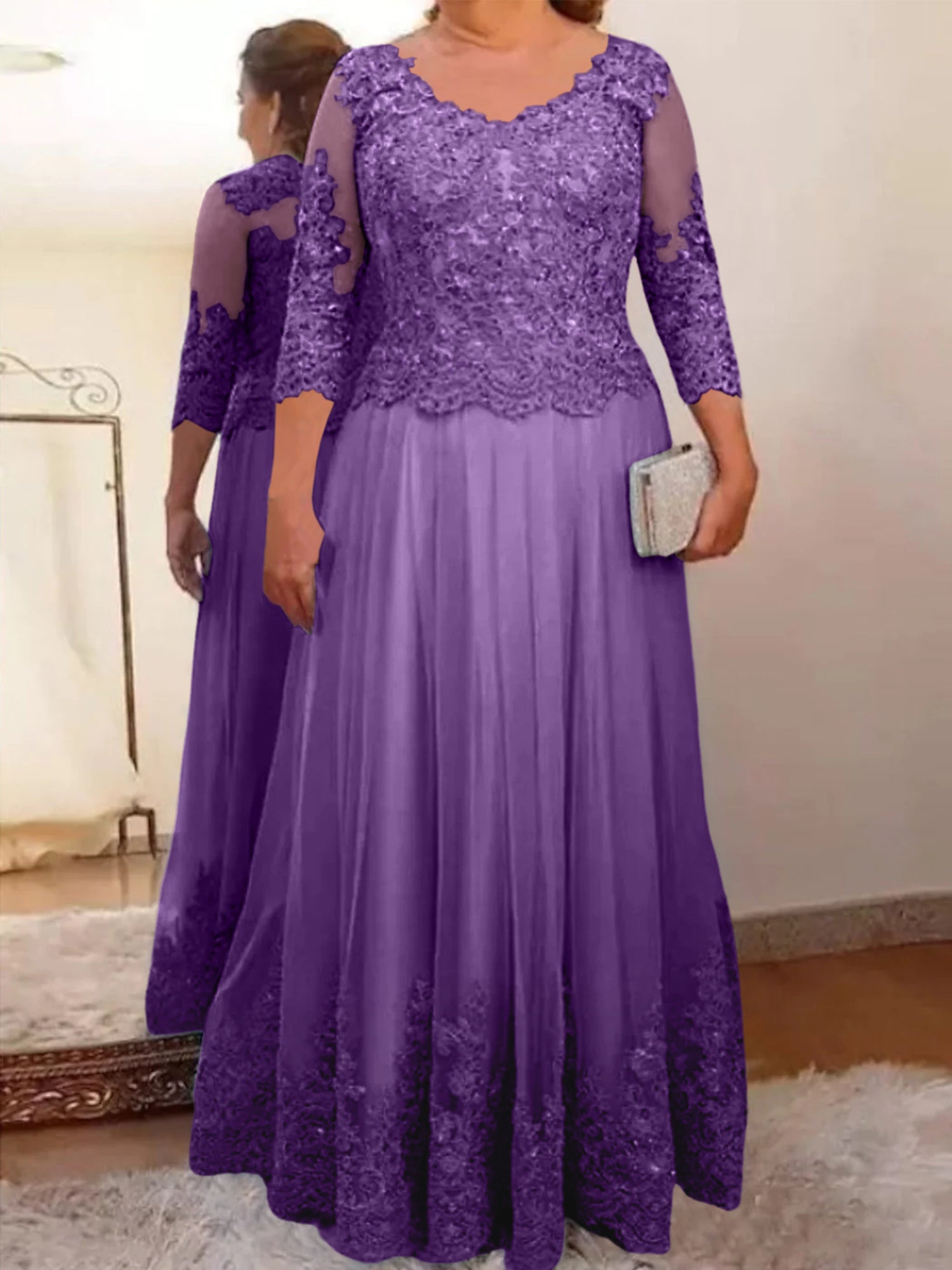 Vestidos de madre de la novia de tul corte A/princesa con apliques