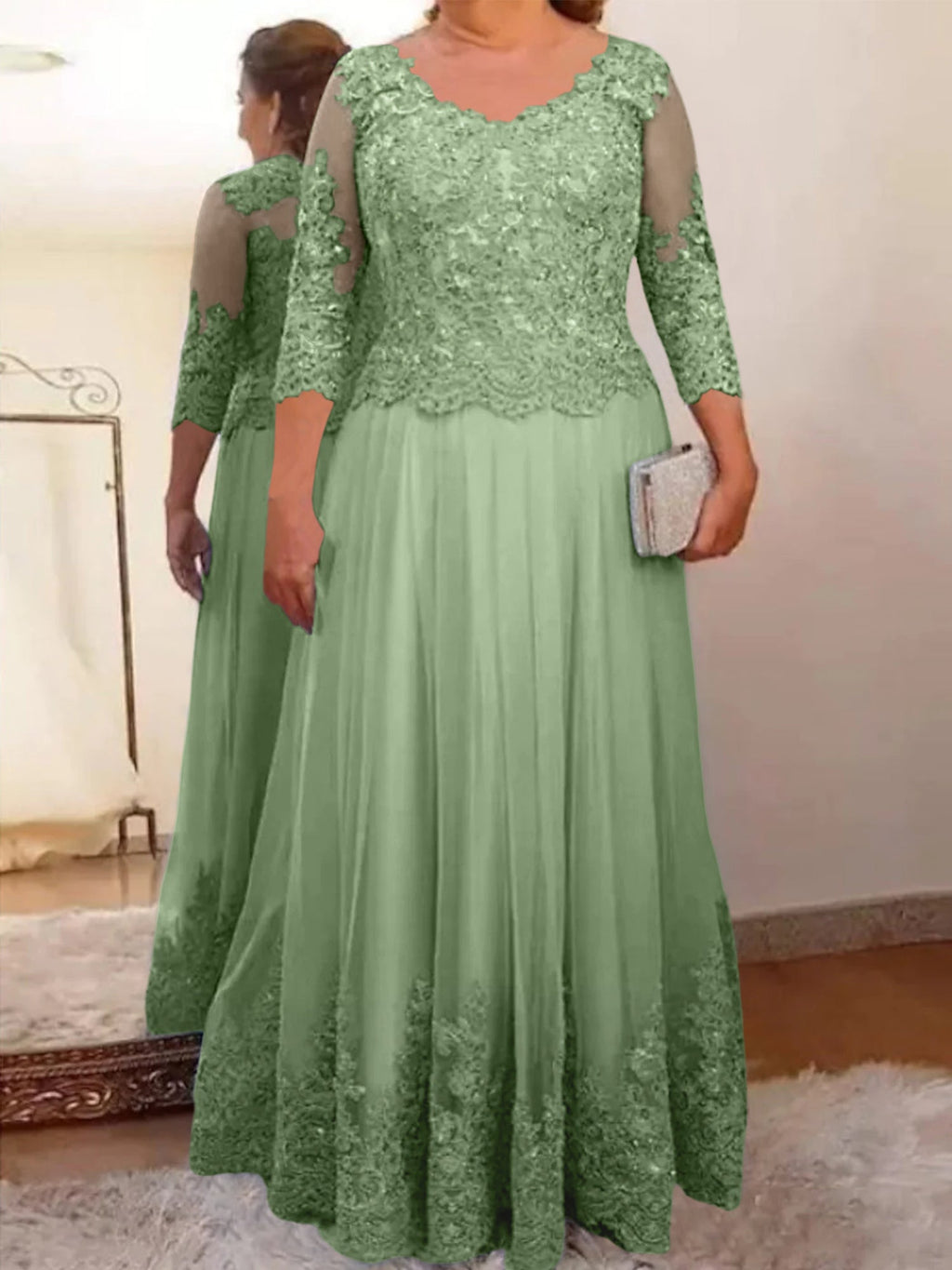 Vestidos de madre de la novia de tul corte A/princesa con apliques