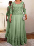 Vestidos de madre de la novia de tul corte A/princesa con apliques
