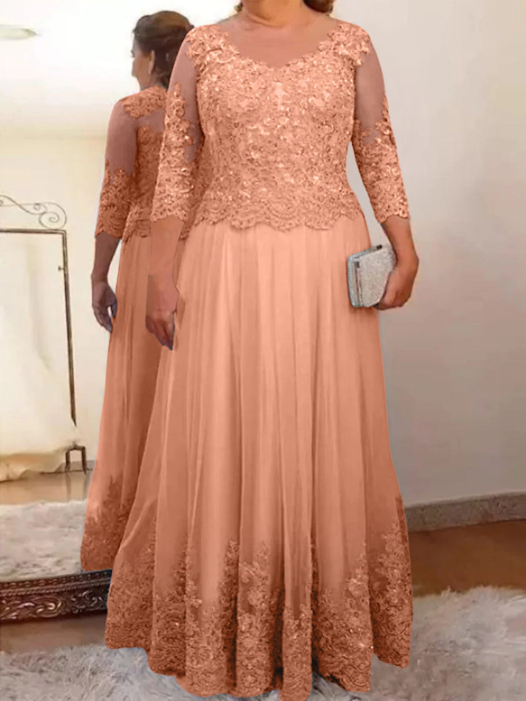 Vestidos de madre de la novia de tul corte A/princesa con apliques