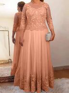 Vestidos de madre de la novia de tul corte A/princesa con apliques