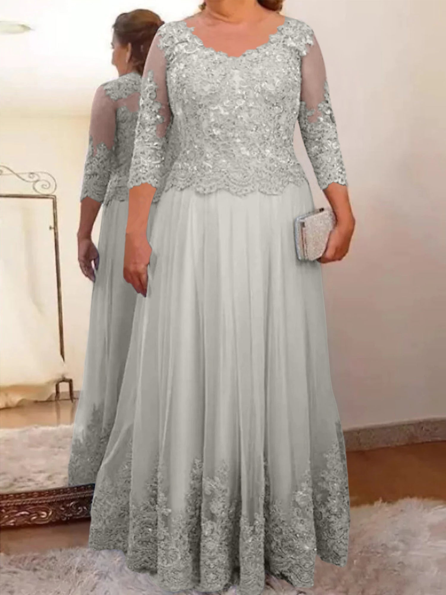 Vestidos de madre de la novia de tul corte A/princesa con apliques