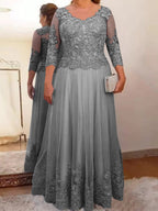 Vestidos de madre de la novia de tul corte A/princesa con apliques