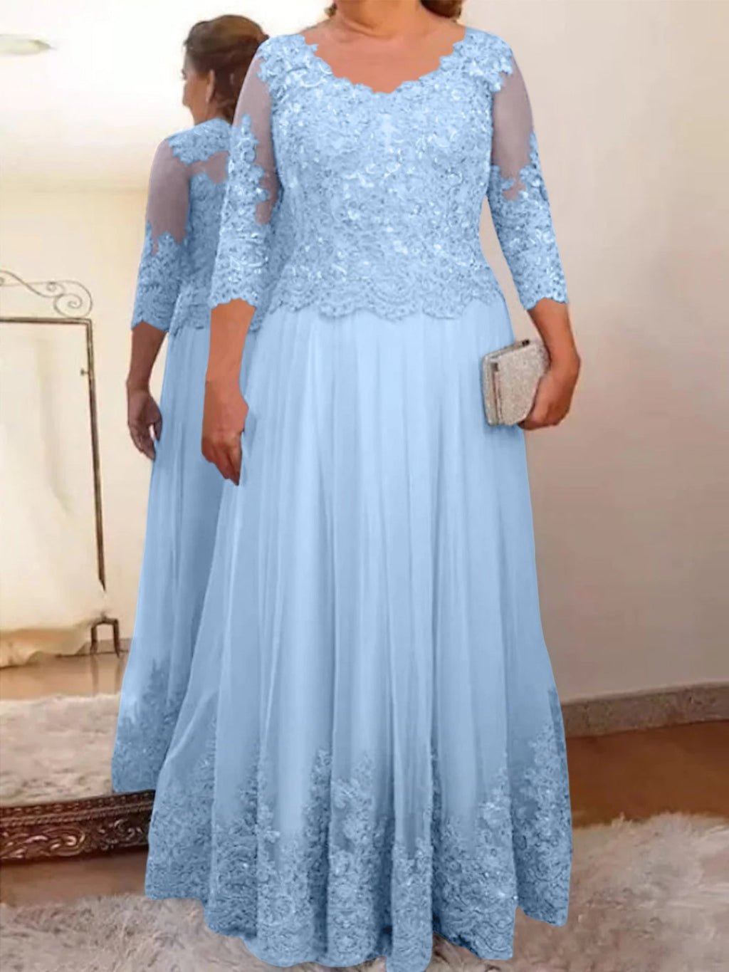 Vestidos de madre de la novia de tul corte A/princesa con apliques