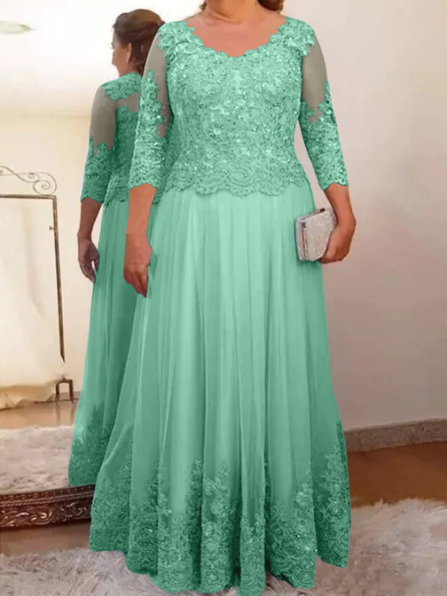 Vestidos de madre de la novia de tul corte A/princesa con apliques