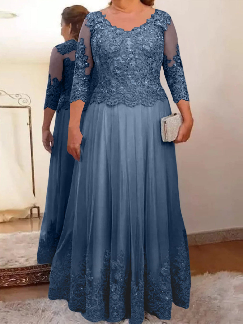 Vestidos de madre de la novia de tul corte A/princesa con apliques