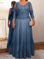 Vestidos de madre de la novia de tul corte A/princesa con apliques