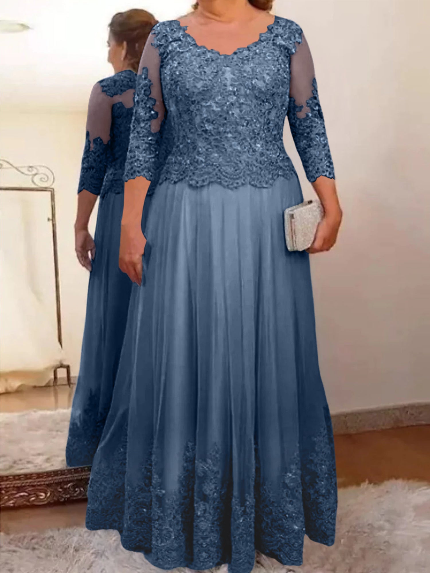 Vestidos de madre de la novia de tul corte A/princesa con apliques