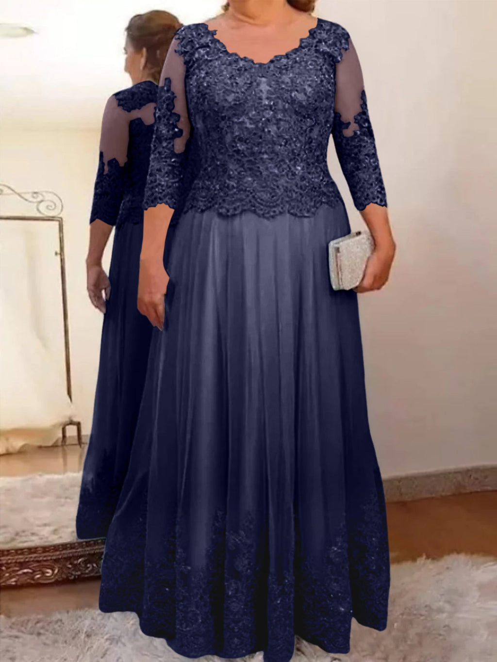 Vestidos de madre de la novia de tul corte A/princesa con apliques