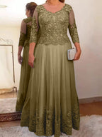 Vestidos de madre de la novia de tul corte A/princesa con apliques