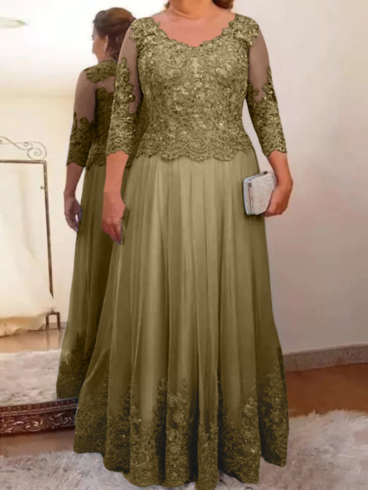Vestidos de madre de la novia de tul corte A/princesa con apliques