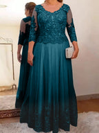 Vestidos de madre de la novia de tul corte A/princesa con apliques