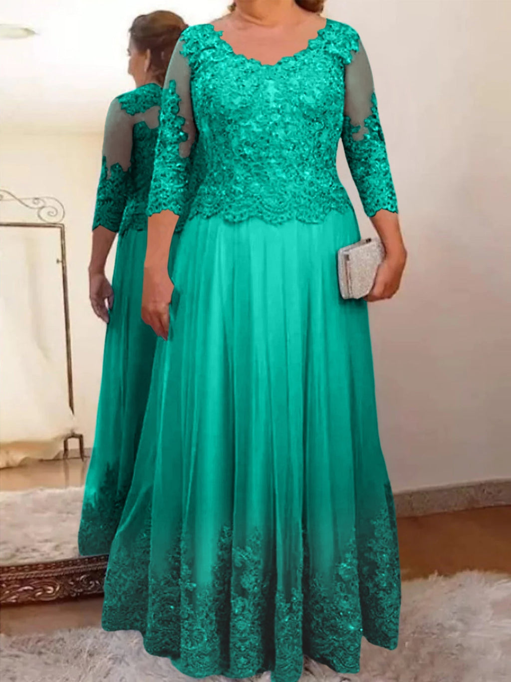 Vestidos de madre de la novia de tul corte A/princesa con apliques