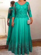 Vestidos de madre de la novia de tul corte A/princesa con apliques