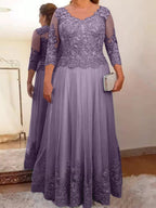 Vestidos de madre de la novia de tul corte A/princesa con apliques