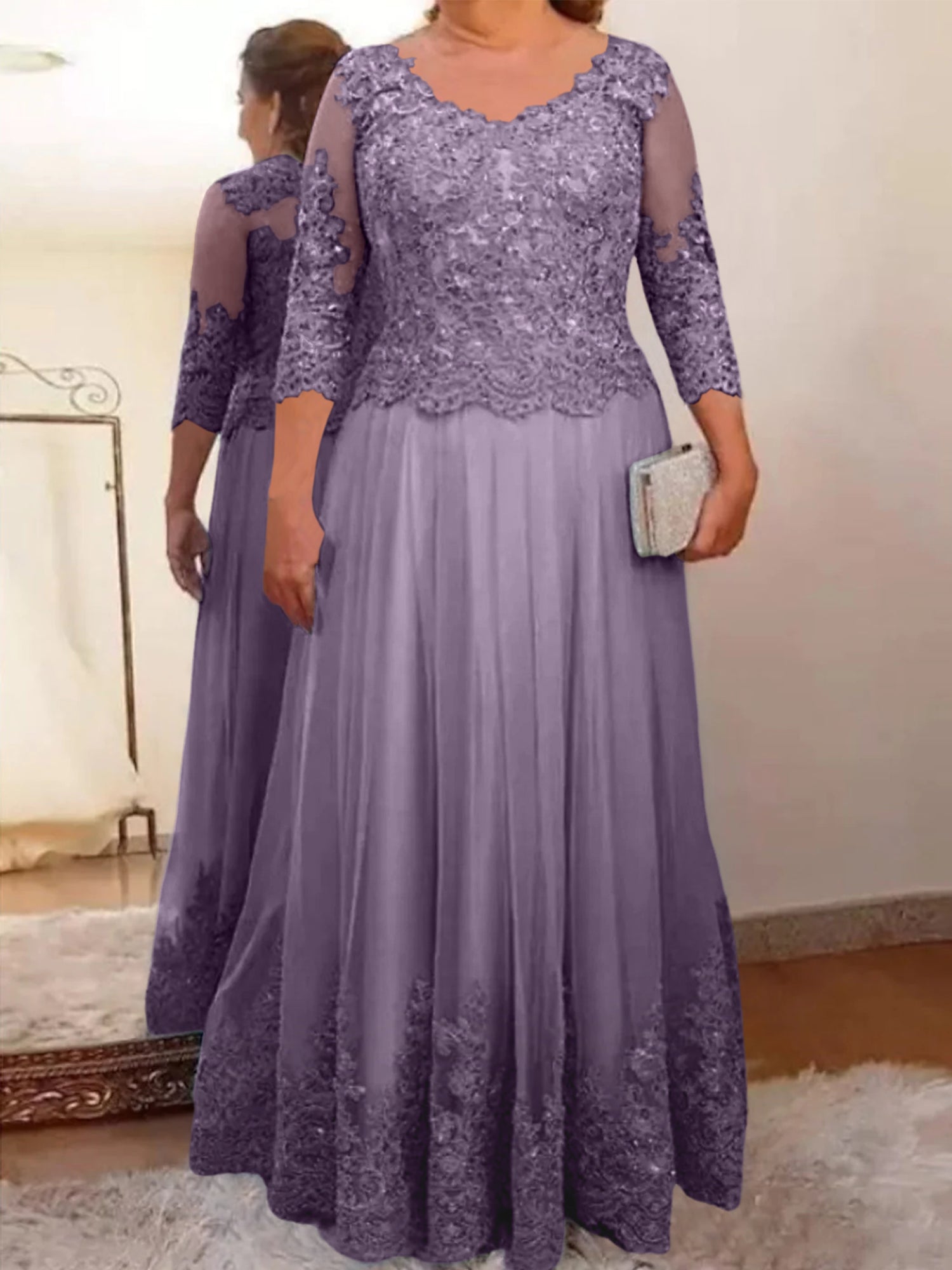 Vestidos de madre de la novia de tul corte A/princesa con apliques